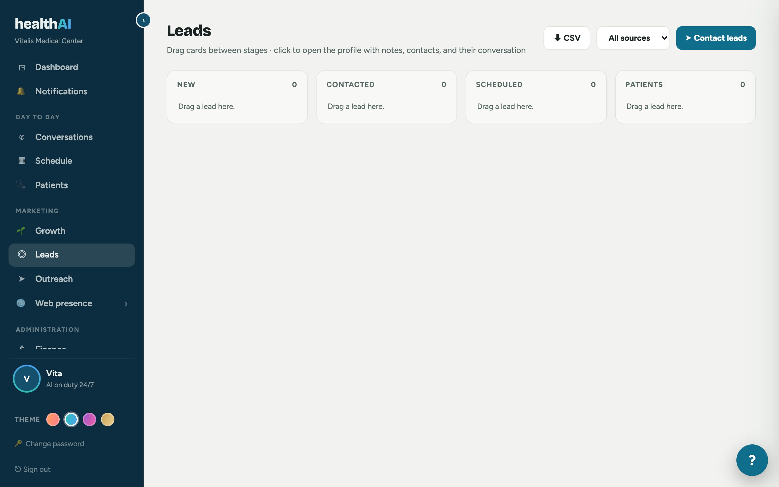 Real lead CRM screen with stages and origins